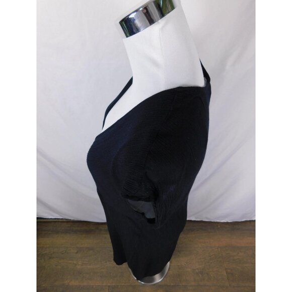 Kona Sol Black Crinkle Rayon Midi Cover-Up L - Deep V Swim Dress - Excell - Picture 5 of 11